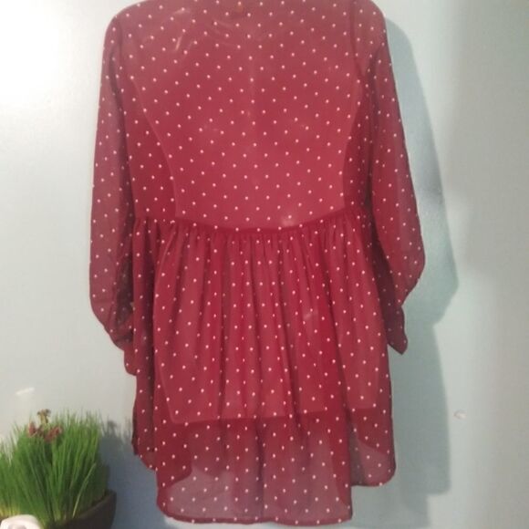 Red Camel sheer polka dot top - Picture 3 of 6